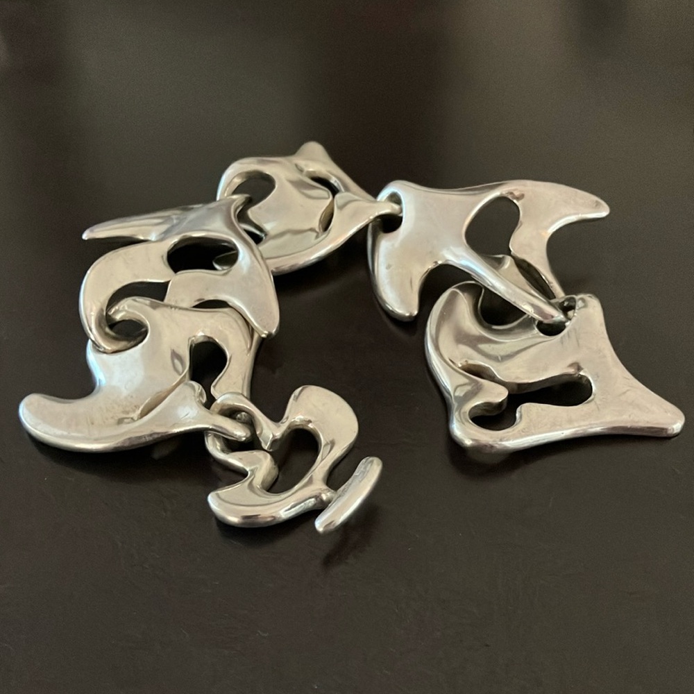 Vintage Georg Jensen Danish Sterling Silver Amoeba Bracelet